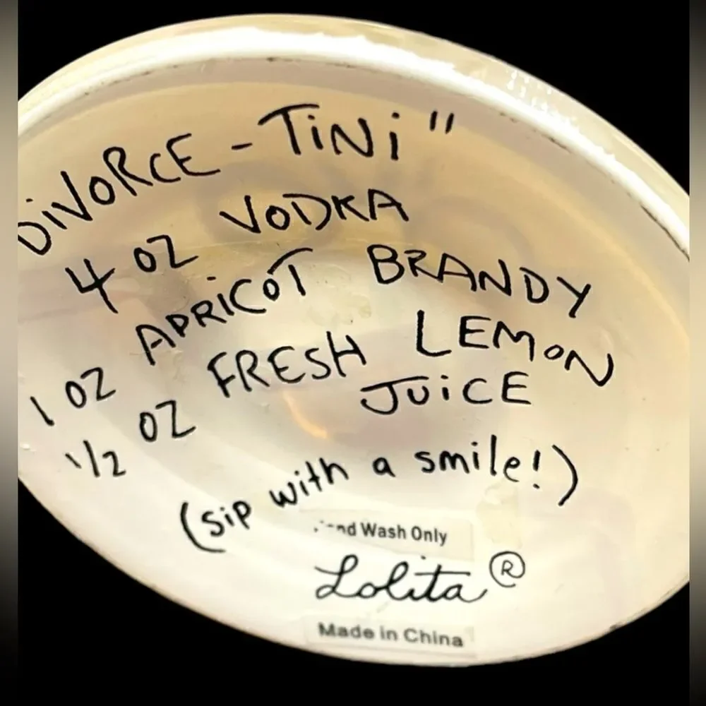 LOLITA - “Divorce” * Love my Martini * Hand-painted Martini Glass